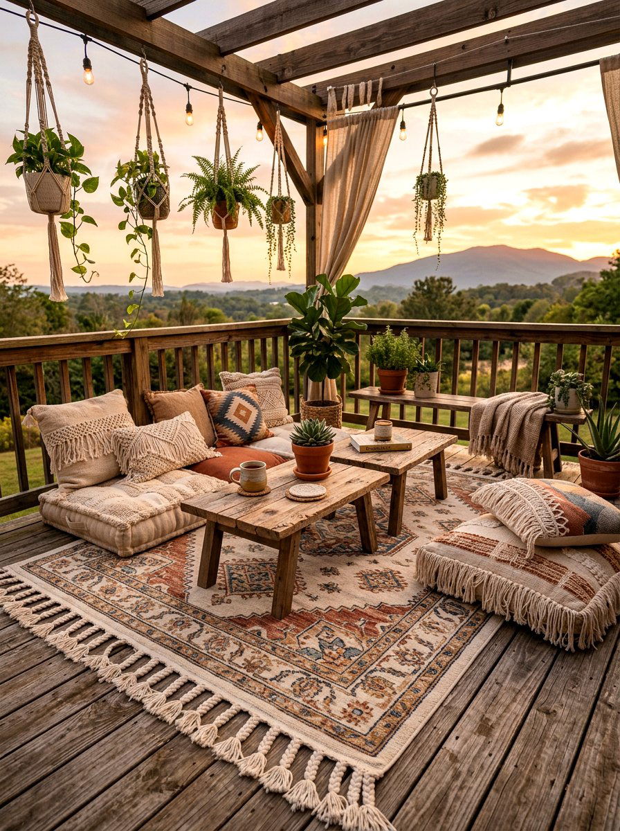 Boho Fringe Outdoor Rug - 25 Spring Outdoor Rug Ideas