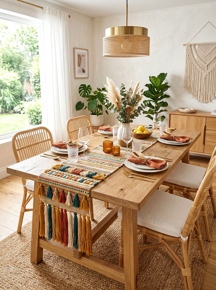 Boho Fringe Table Runner - 25 Spring Cinco de Mayo Decor Ideas