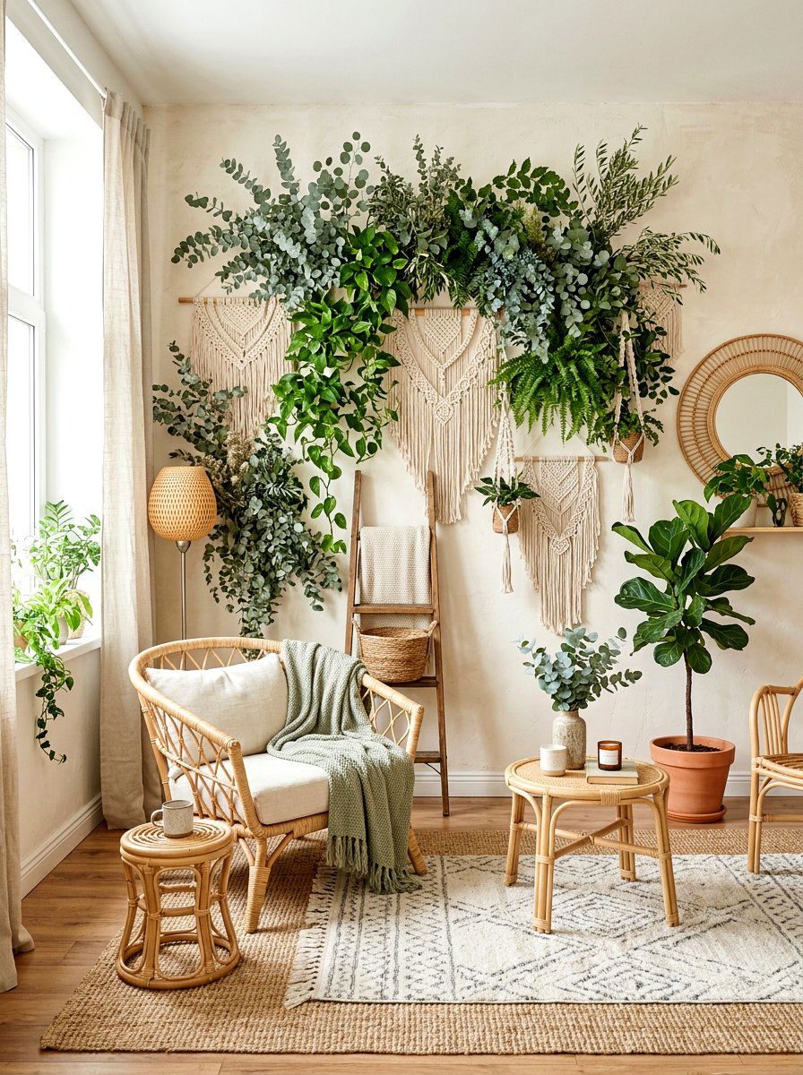 Boho Greenery Backdrop - 25 Spring Baby Shower Decor Ideas