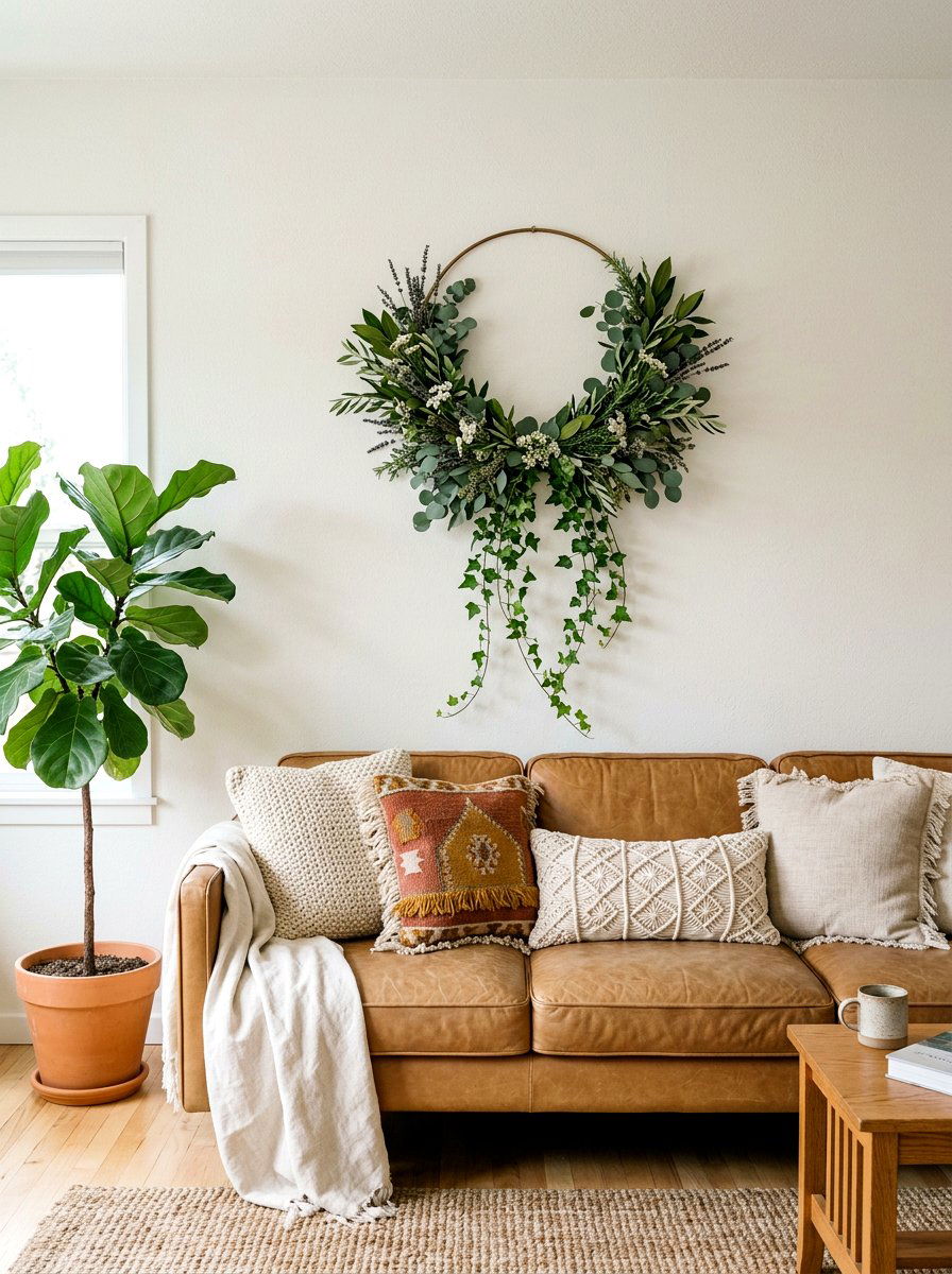 Boho Greenery Wreath - 25 Spring Herb Wreath Ideas