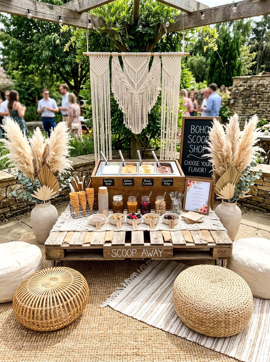 Boho Ice Cream Station - 25 Spring Ice Cream Social Decor Ideas