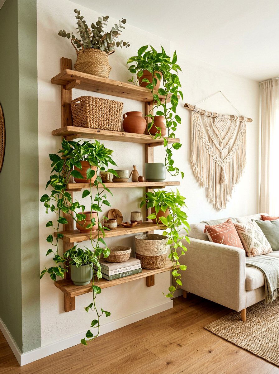 Boho Living Room Shelf - 25 Spring Living Room Shelf Ideas