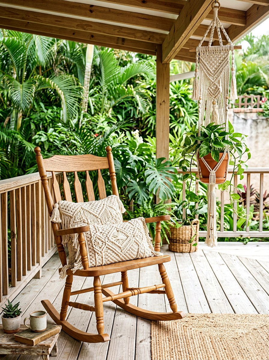 Boho Macrame Details - 25 Spring Porch Rocker Decor Ideas