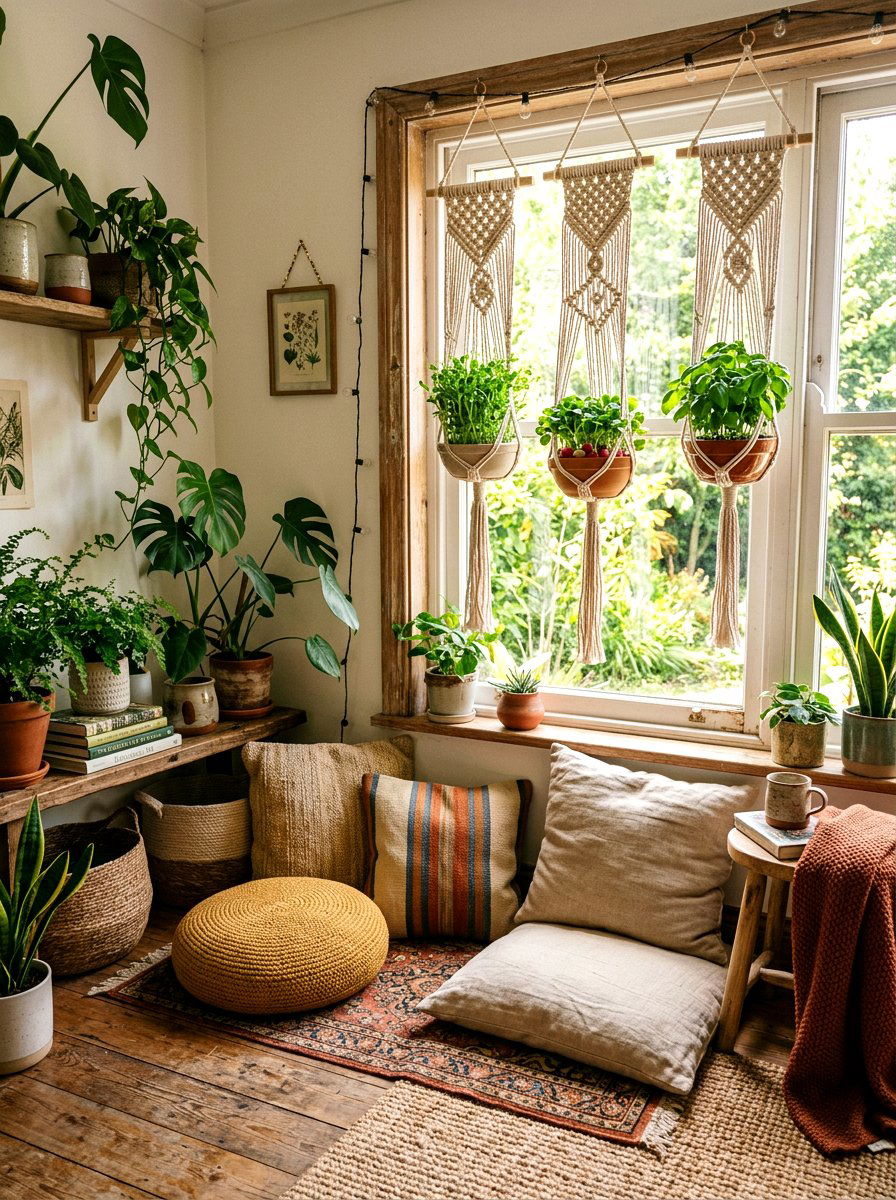 Boho Macrame Microgreen Hanger - 25 Spring Microgreen Decor Ideas