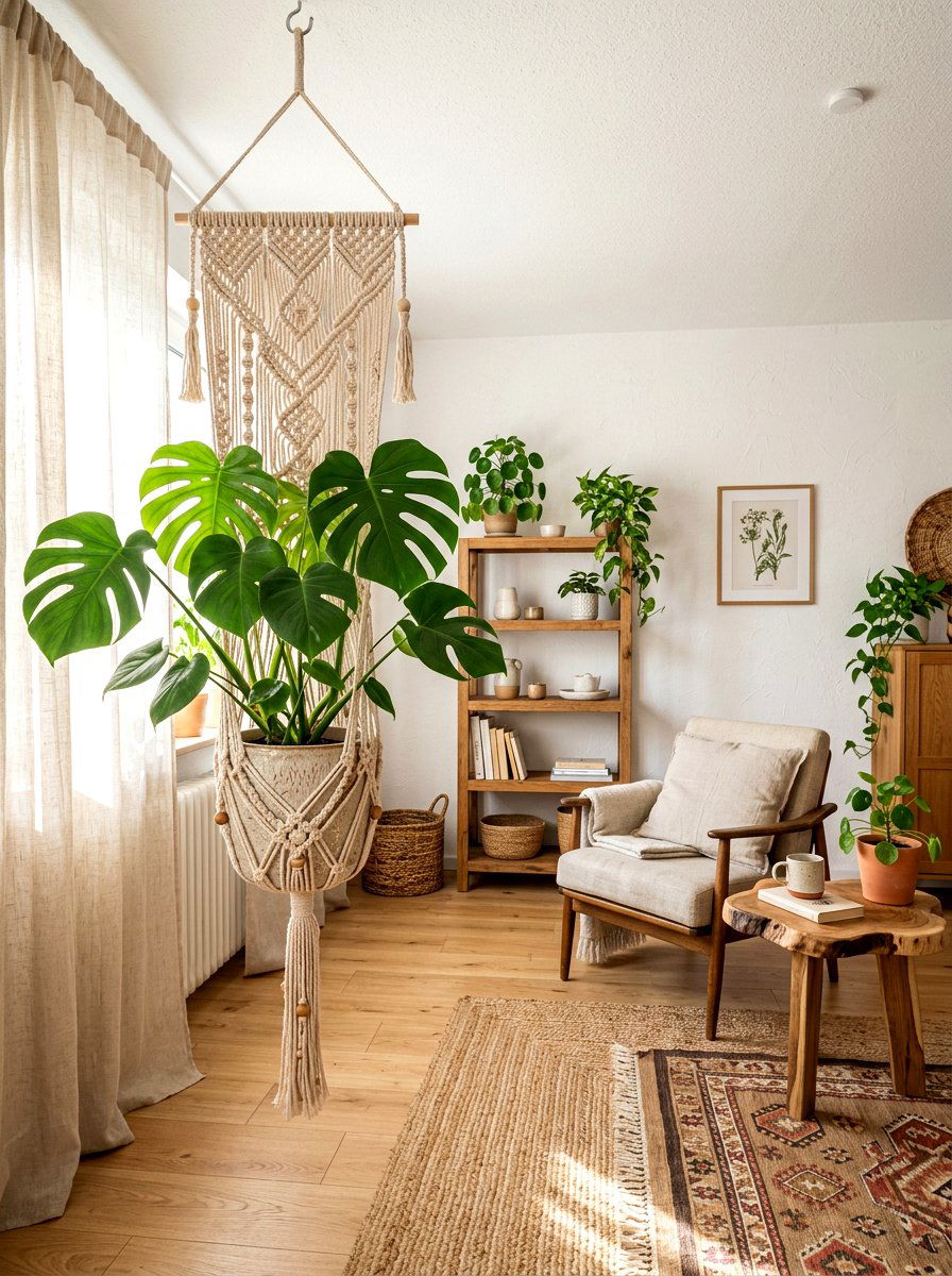Boho Macrame Plant Hanger - 25 Spring Macrame Plant Hanger Ideas
