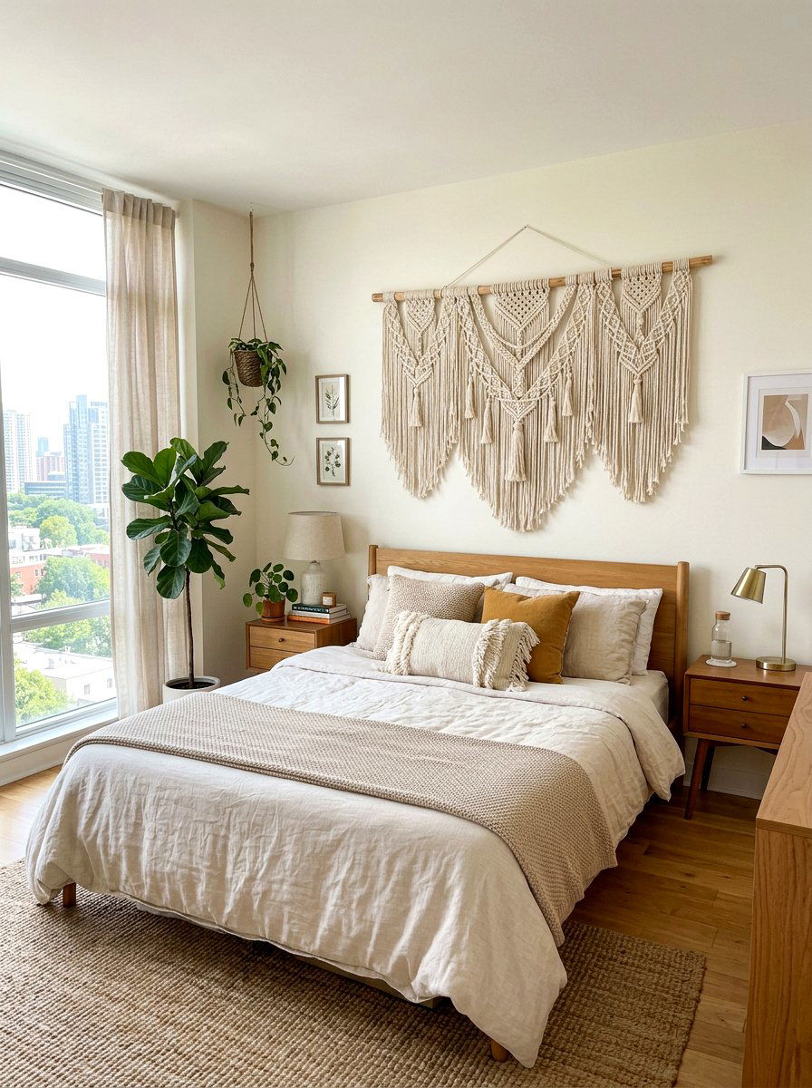 Boho Macrame Wall Hanging - 25 Spring Condo Decor Ideas