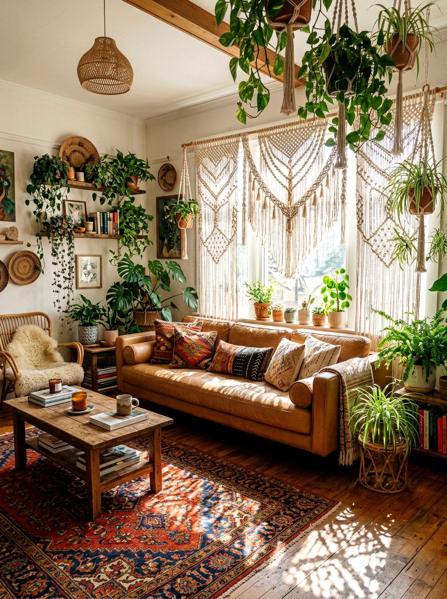 Boho Macrame Window Hangings - 25 Spring Curtain Ideas