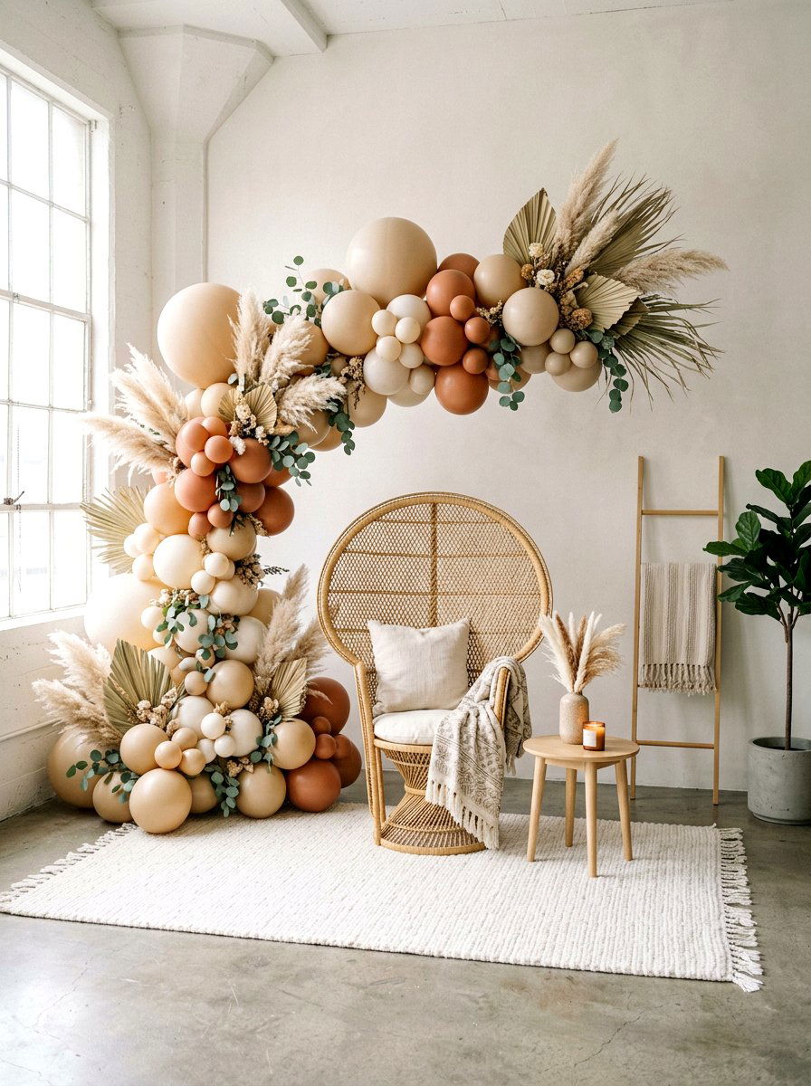 Boho Neutral Spring Balloon Arch - 25 Spring Balloon Garland Ideas