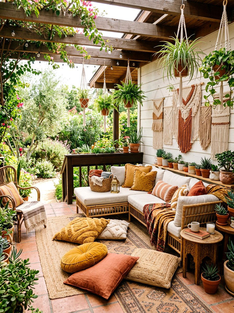 Boho Outdoor Furniture - 25 Back Porch Spring Decor Ideas