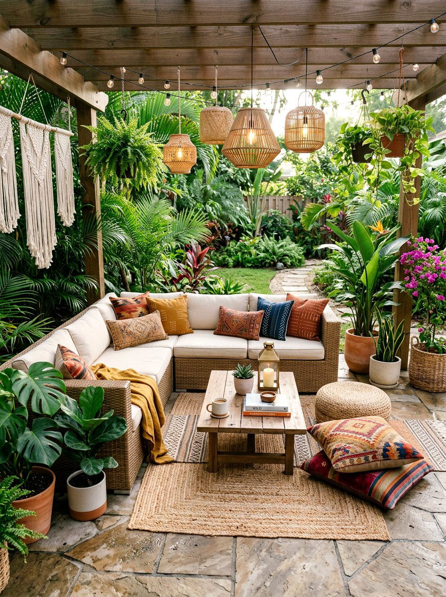 Boho Patio Decor - 25 Spring Backyard Seating Decor Ideas