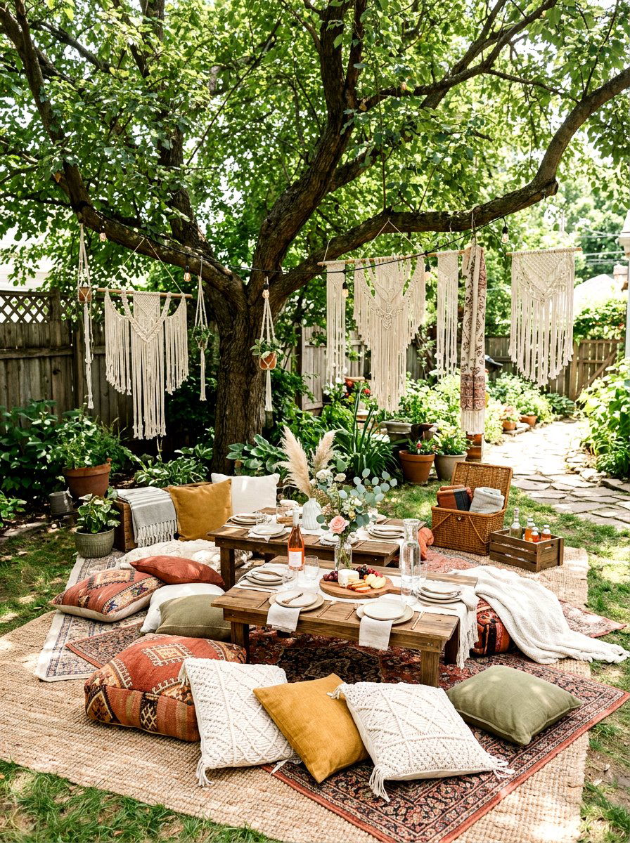 Boho Picnic Seating - 25 Spring Wedding Shower Decor Ideas
