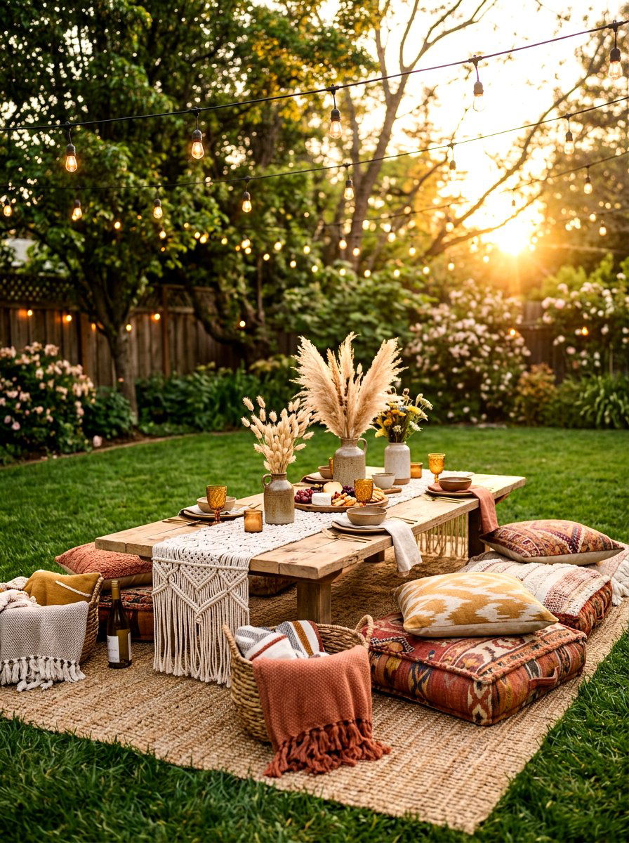 Boho Picnic Table - 25 Spring Al Fresco Dining Ideas