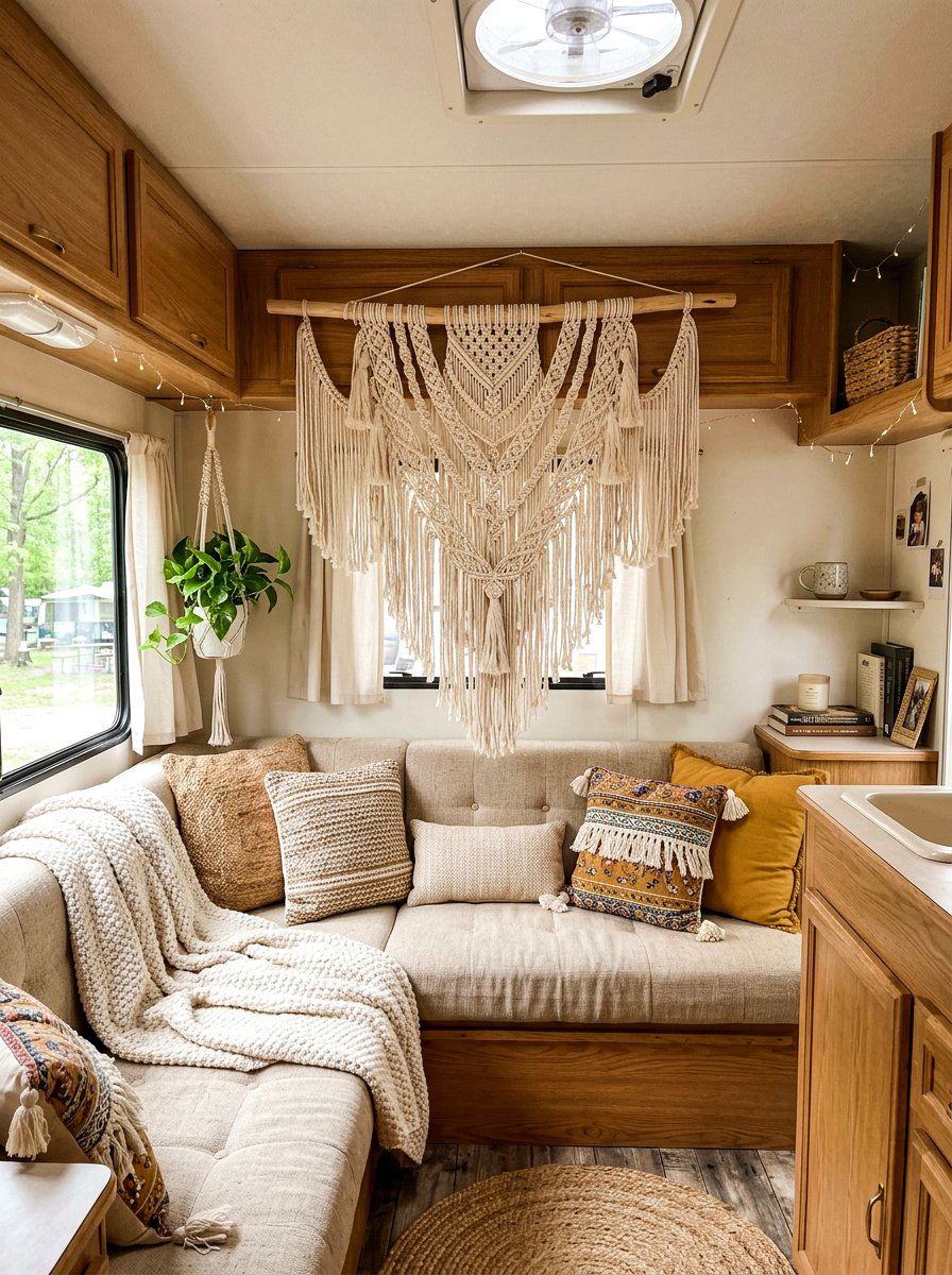 Boho RV Macrame - 25 Spring RV Decor Ideas