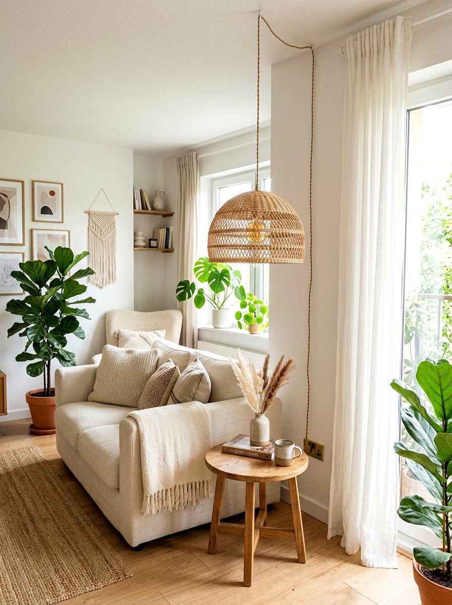 Boho Rattan Plug In Pendant - 25 Spring Swag Light Ideas