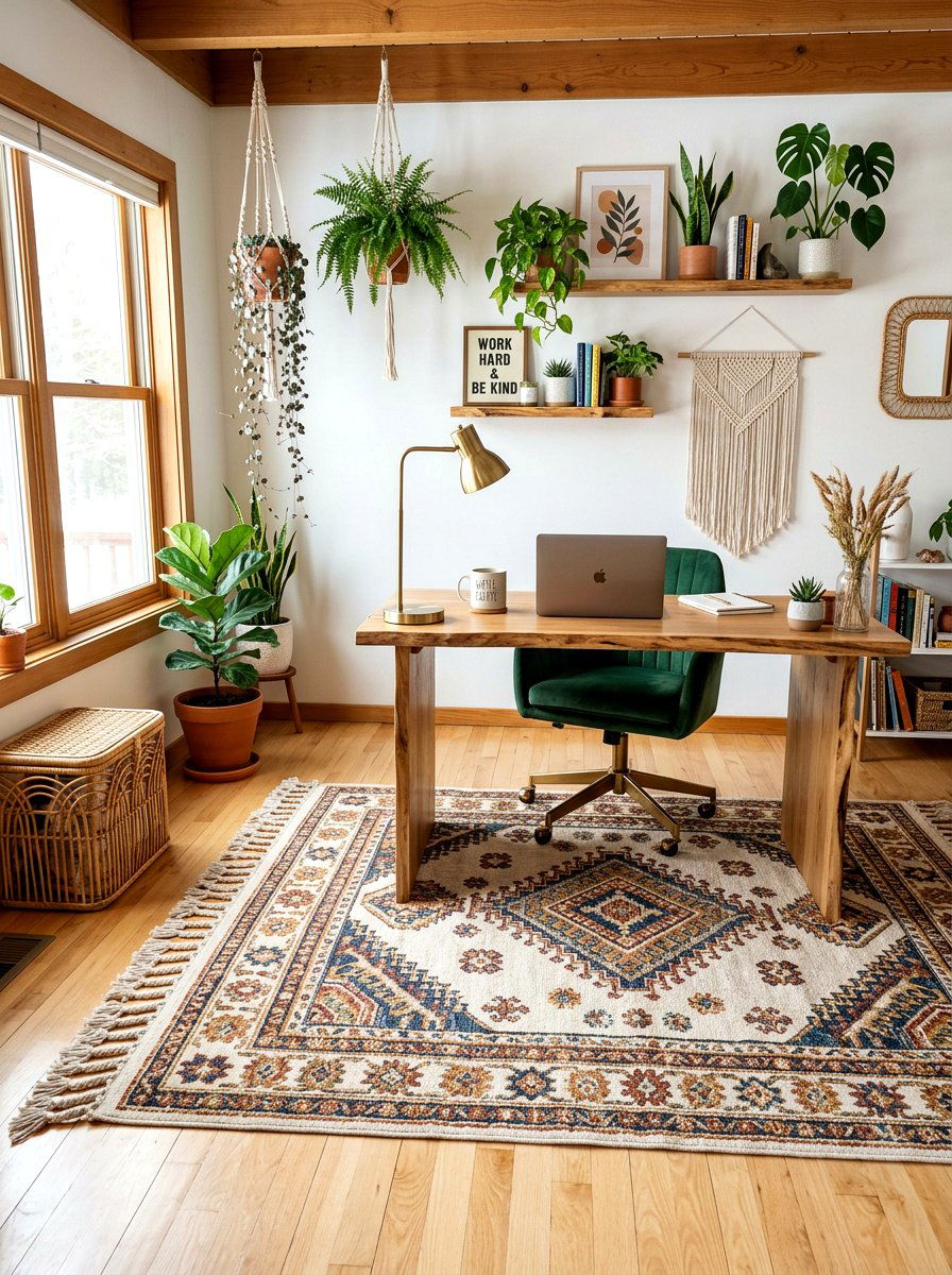 Boho Rug Home Office - 25 Spring Rug Ideas