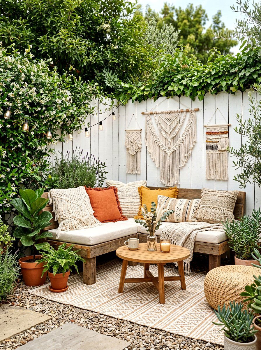 Boho Seating Area - 25 Spring Backyard Corner Decor Ideas
