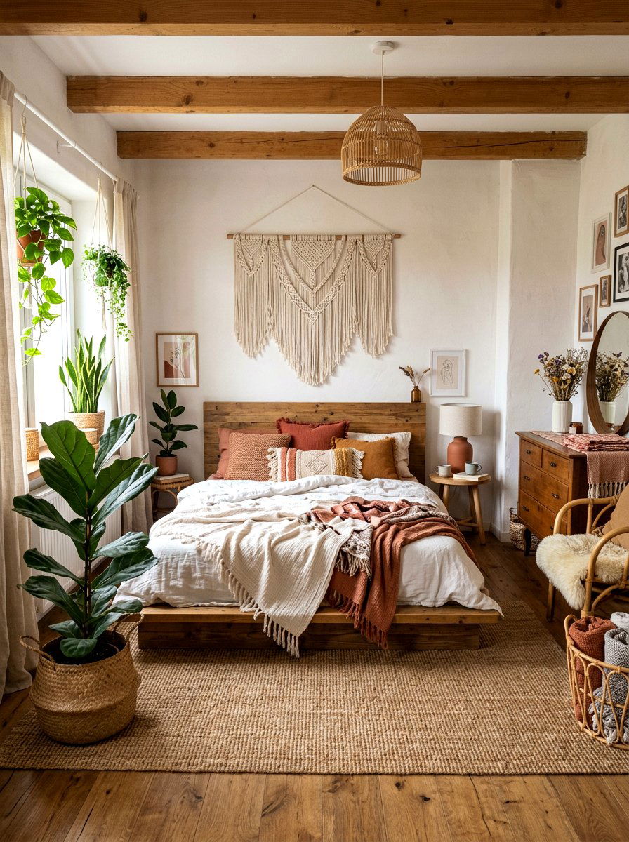 Boho Spring Bedroom - 25 Spring Airbnb Decor Ideas