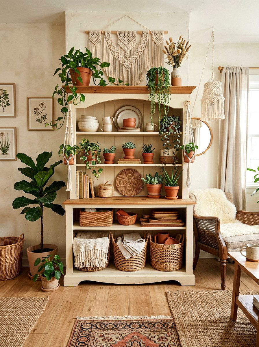 Boho Spring Hutch - 25 Spring Hutch Decor Ideas