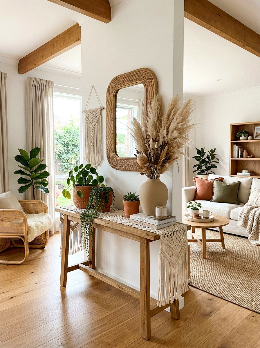 Boho Spring Living Room Decor - 25 Spring Sofa Table Decor Ideas