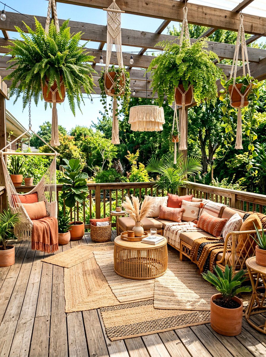 Boho Style Deck - 25 Spring Deck Decor Ideas