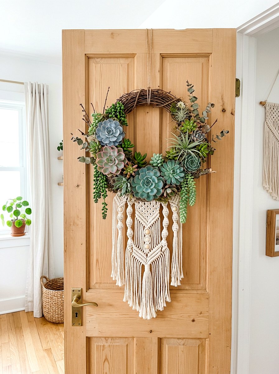 Boho Succulent Wreath - 25 Spring Succulent Wreath Ideas