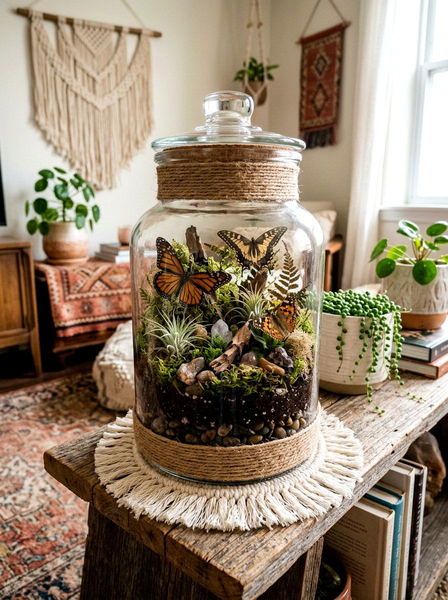 Boho butterfly terrarium - 25 Spring Butterfly Terrarium Ideas