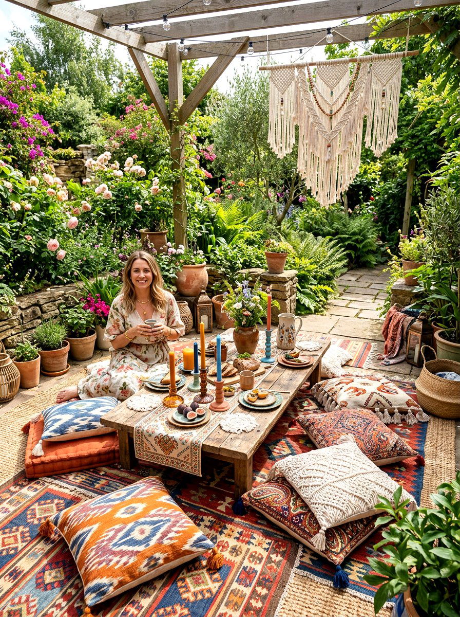 Boho chic outdoor table - 25 Spring Mother's Day Table Ideas
