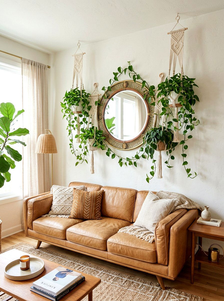 Boho mirror spring greenery - 25 Spring Mirror Decor Ideas