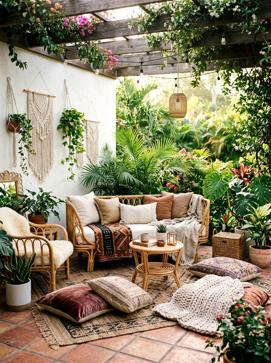 Boho patio furniture - 25 Patio Spring Decor Ideas