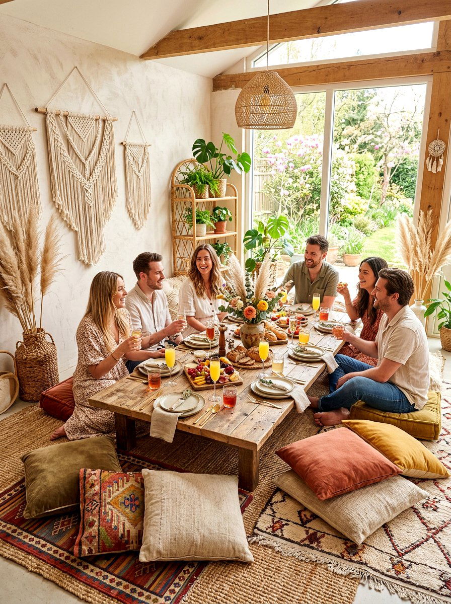 Boho spring brunch setup - 25 Spring Brunch Decor Ideas