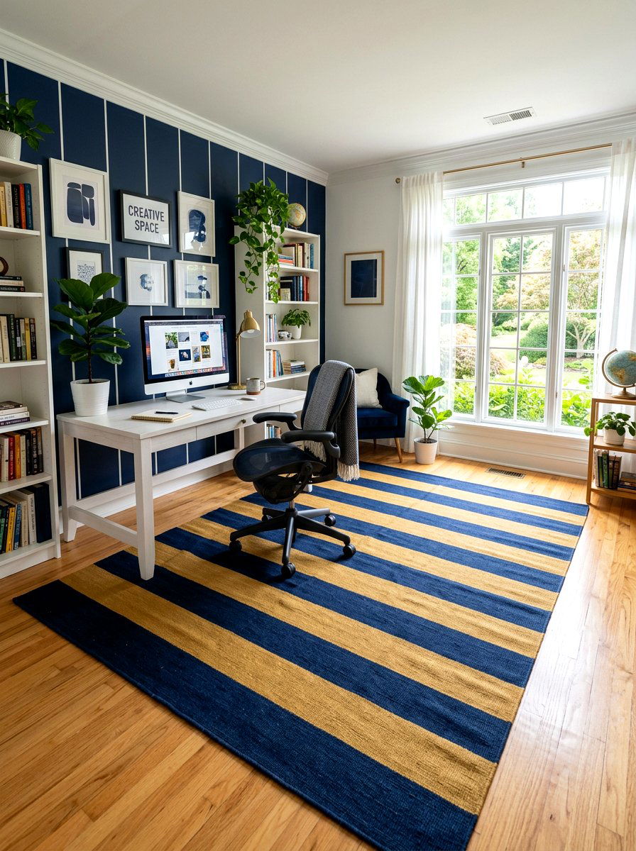 Bold Stripe Home Office - 25 Spring Striped Decor Ideas