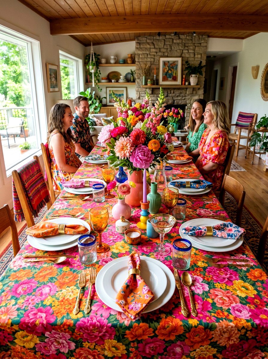 Bold colorful floral table - 25 Spring Place Setting Ideas