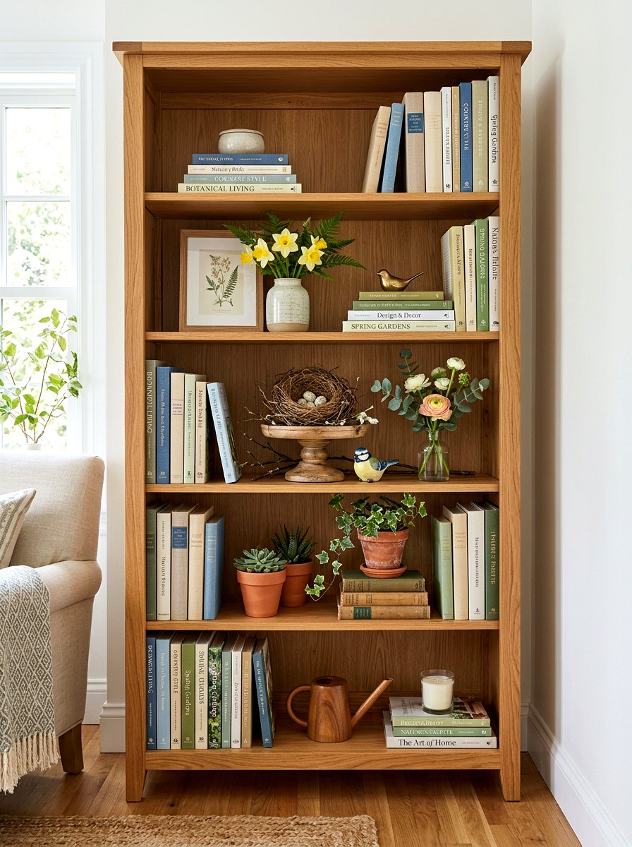 Bookcase Spring Styling - 25 Spring Nest Decor Ideas