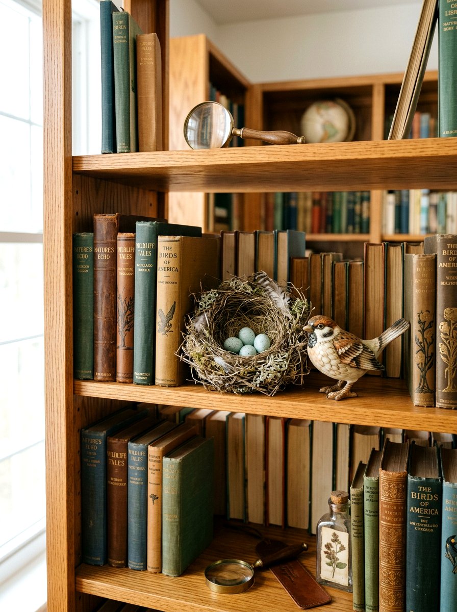 Bookshelf Accent Decor - 25 Spring Bird Nest Decor Ideas