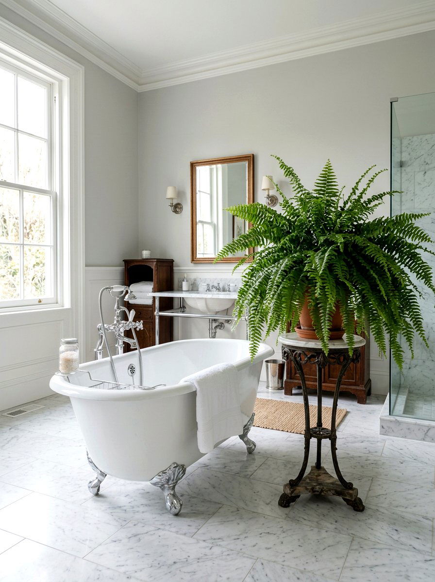 Boston Fern - 25 Spring Bathroom Plant Ideas