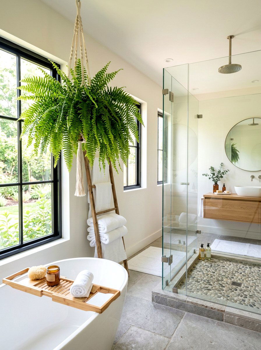 Boston fern bathroom - 25 Spring Indoor Plant Ideas