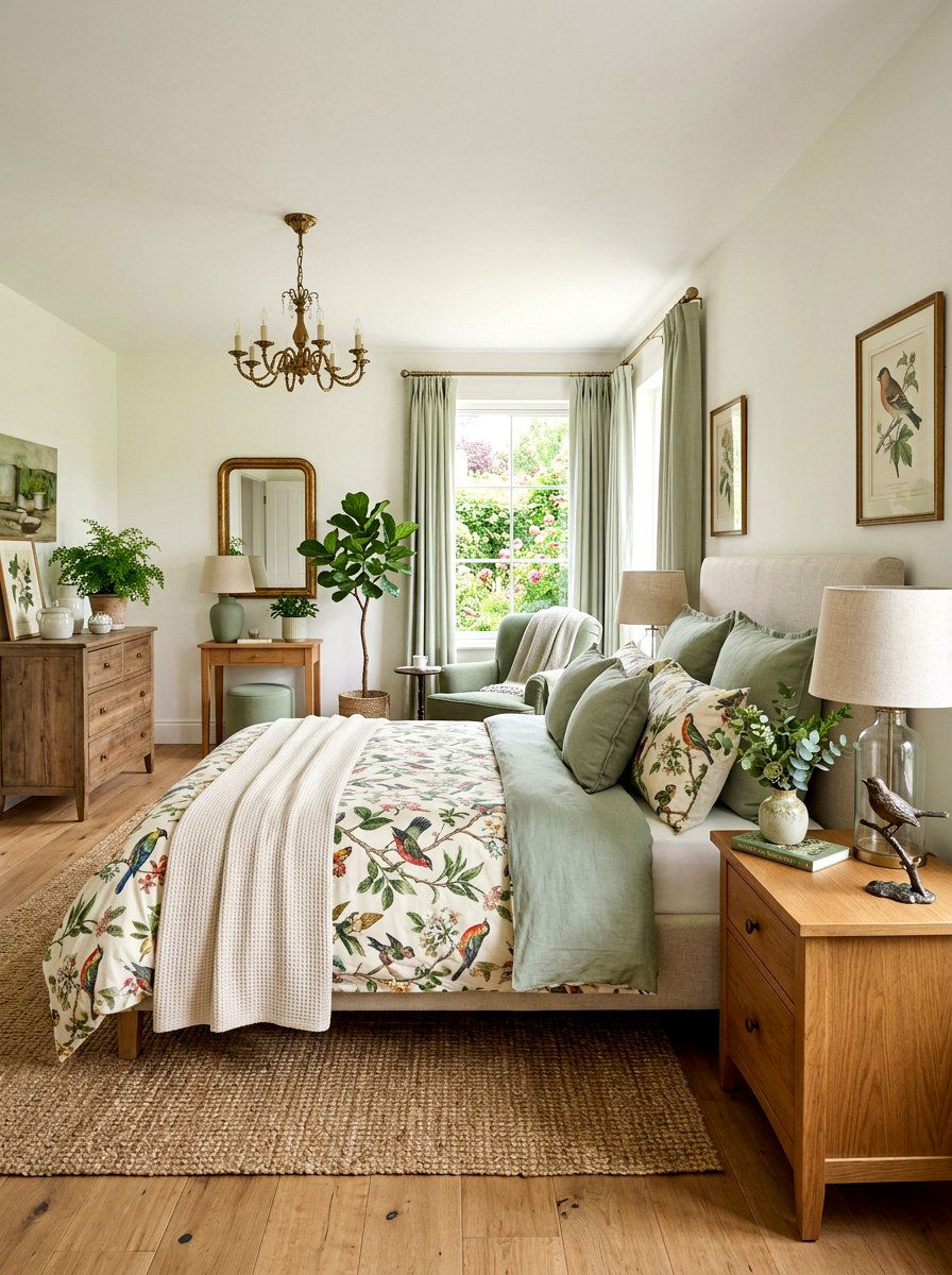 Botanical Bird Bedroom - 25 Spring Bird Decor Ideas