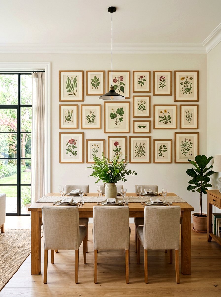 Botanical Gallery Wall - 25 Spring Cottage Decor Ideas