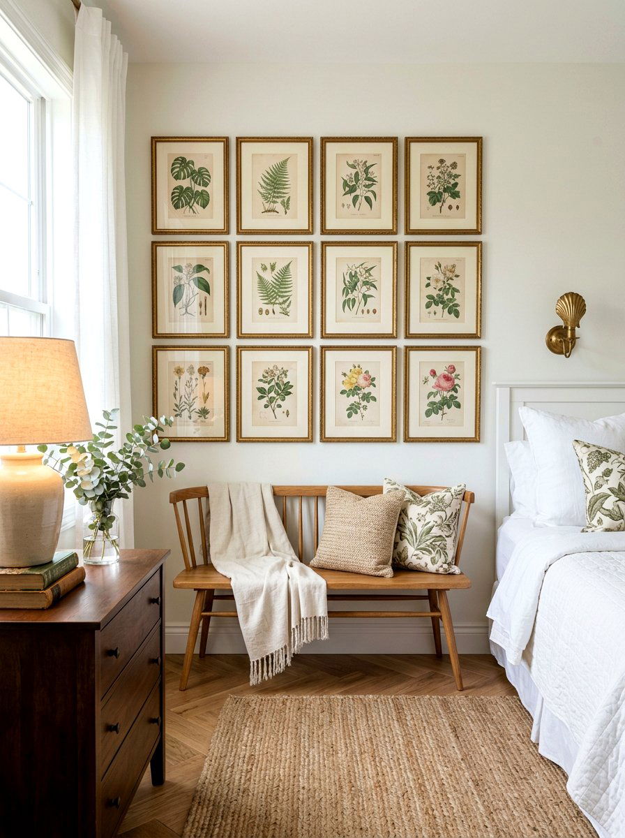 Botanical Gallery Wall - 25 Spring Guest Room Decor Ideas