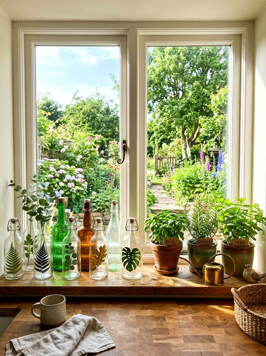 Botanical Glass Bottle - 25 Spring Paint Craft Ideas