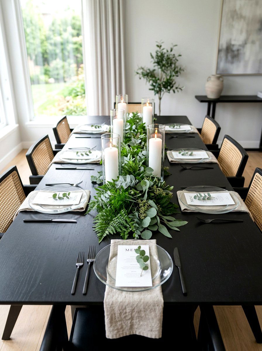 Botanical Greenery Table - 25 Spring Table Arrangement Ideas