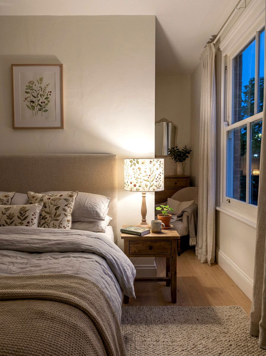 Botanical Lampshade Bedroom - 25 Spring Botanical Print Decor Ideas