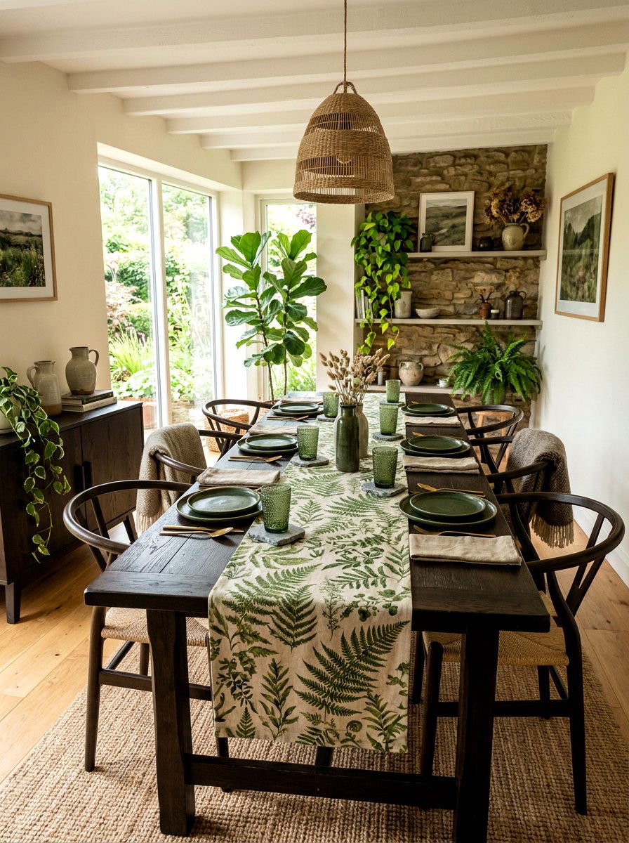 Botanical Leaf Table Runner - 25 Spring Table Runner Ideas