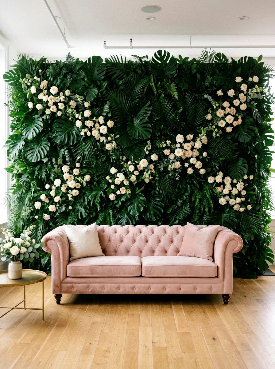 Botanical Photo Backdrop - 25 Spring Bridal Shower Decor Ideas