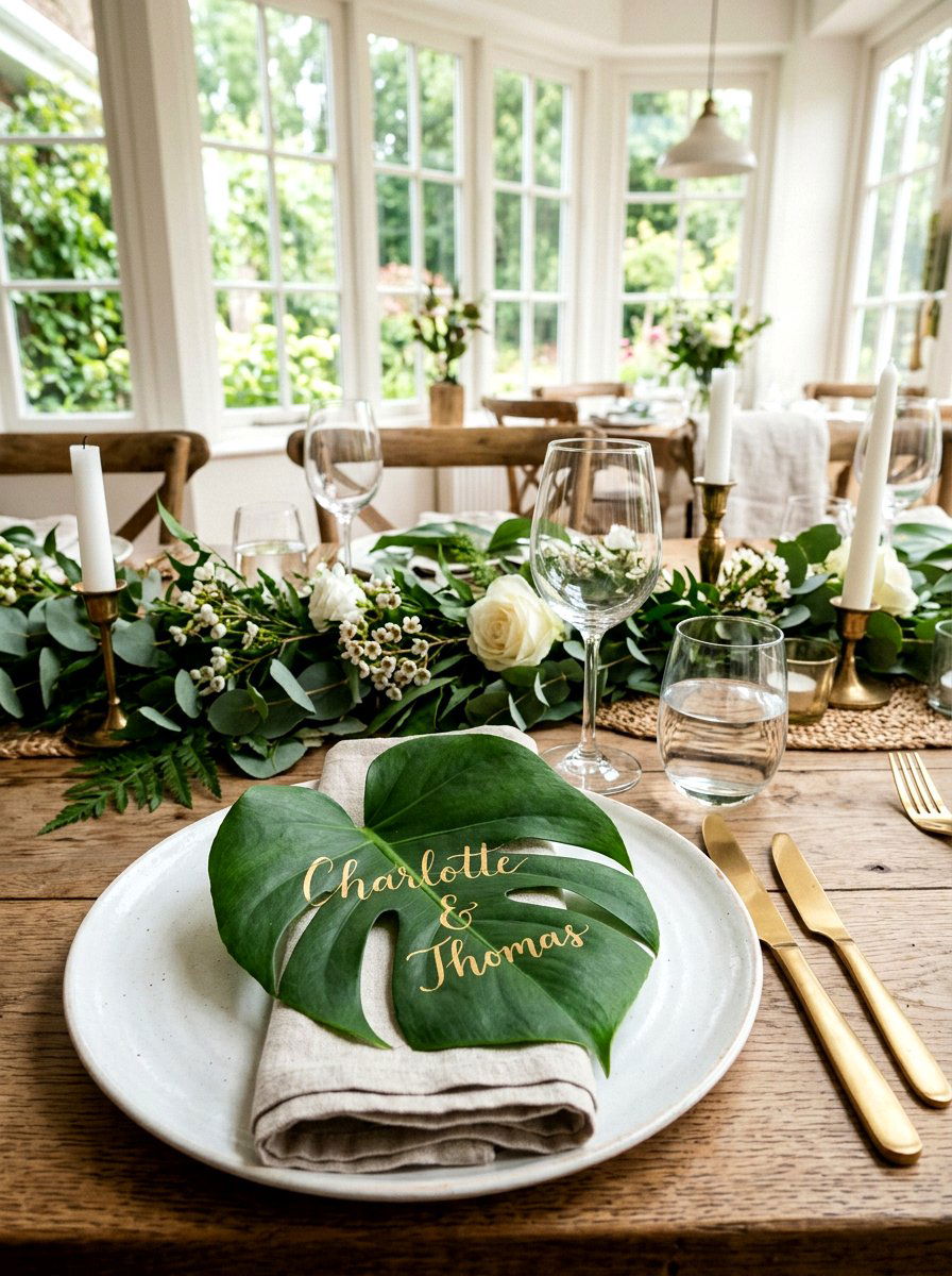 Botanical Place Card Decoration - 25 Spring Champagne Brunch Ideas