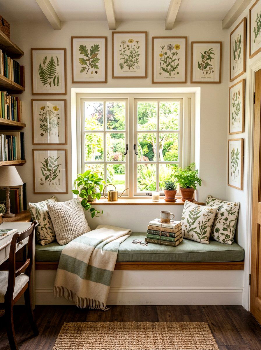 Botanical Print Art - 25 Spring Window Seat Decor Ideas