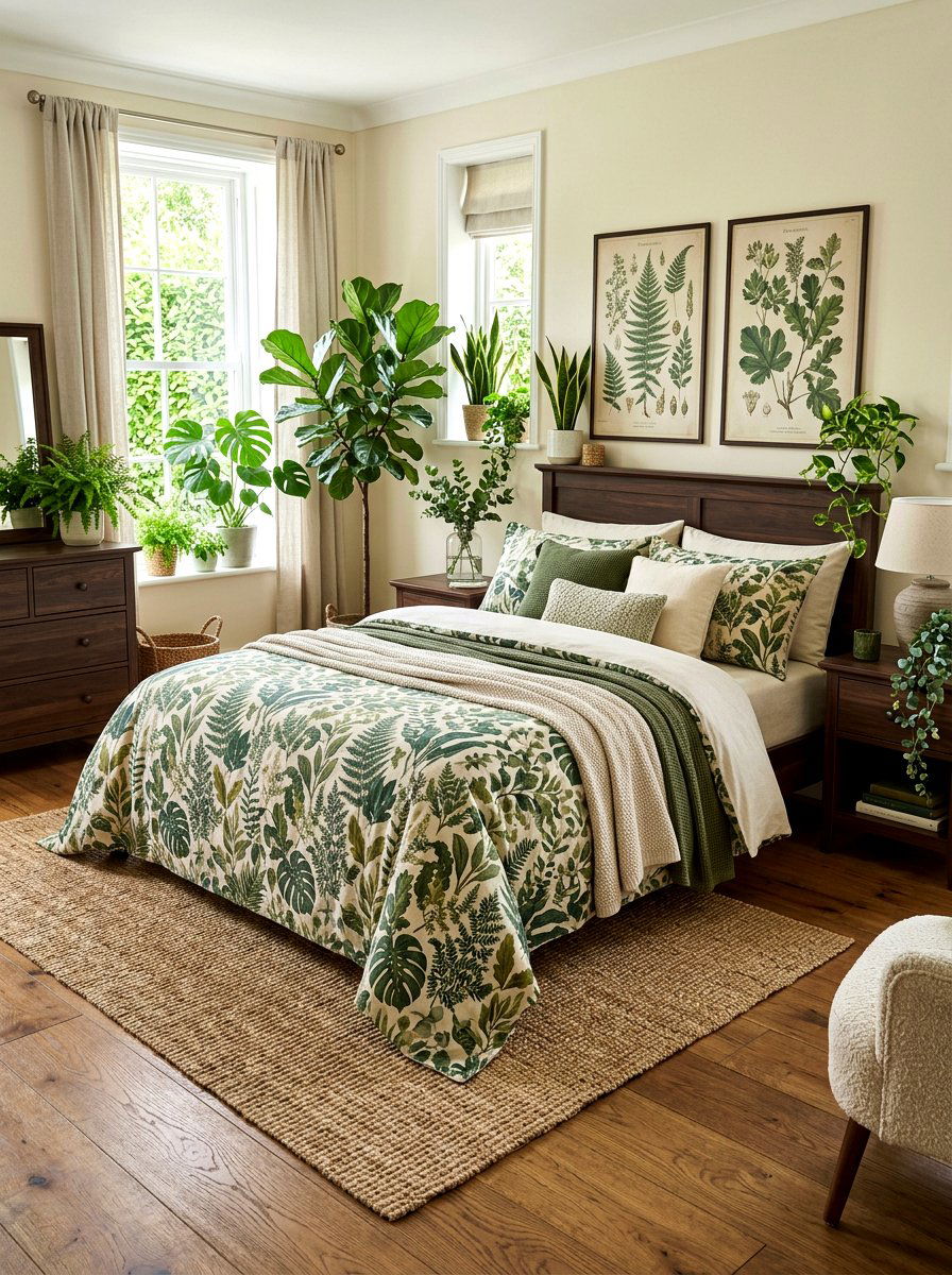 Botanical Print Bedspread - 25 Spring Bed Styling Ideas