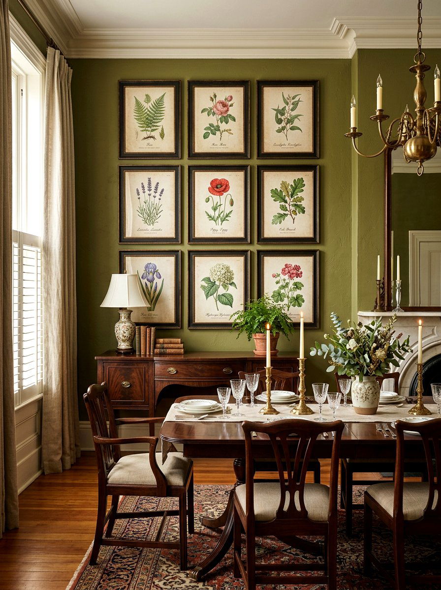 Botanical Print Display - 25 Spring Photo Wall Ideas