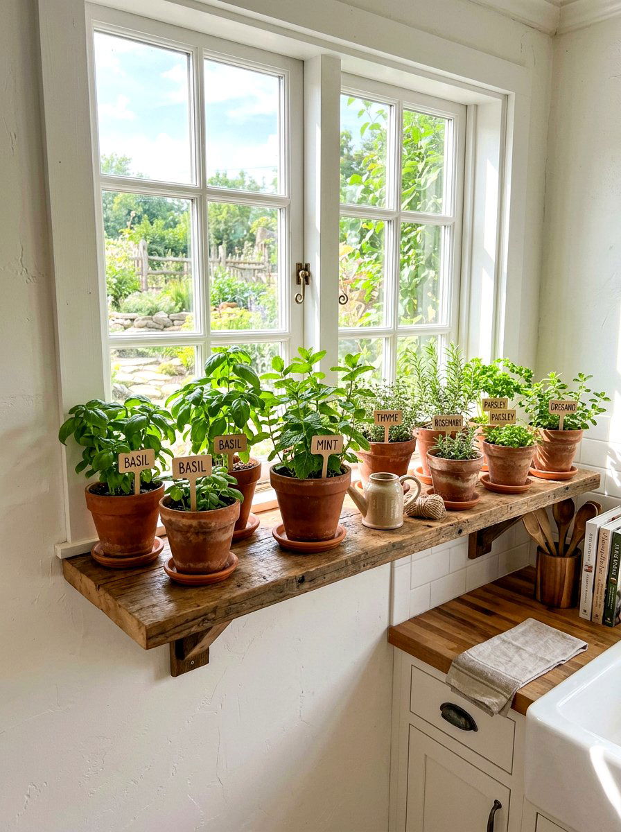 Botanical Print Kitchen Shelf Display - 25 Spring Open Kitchen Shelf Ideas