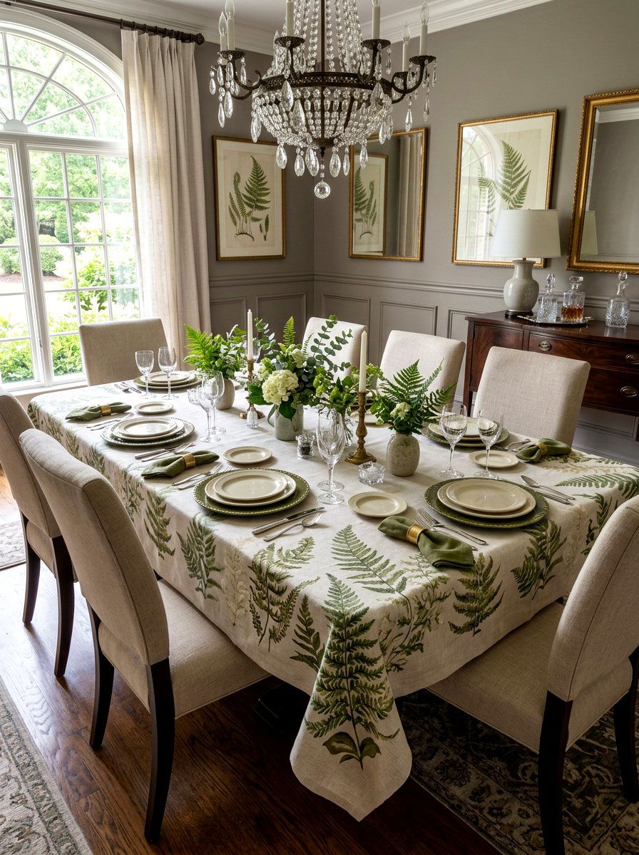 Botanical Print Linen - 25 Spring Nature Table Ideas